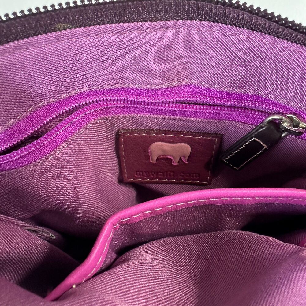 Mywalit Leather Crossbody Small Purse Multi Comp Travel Organizer Purple 8 x 5 - Picture 7 of 13